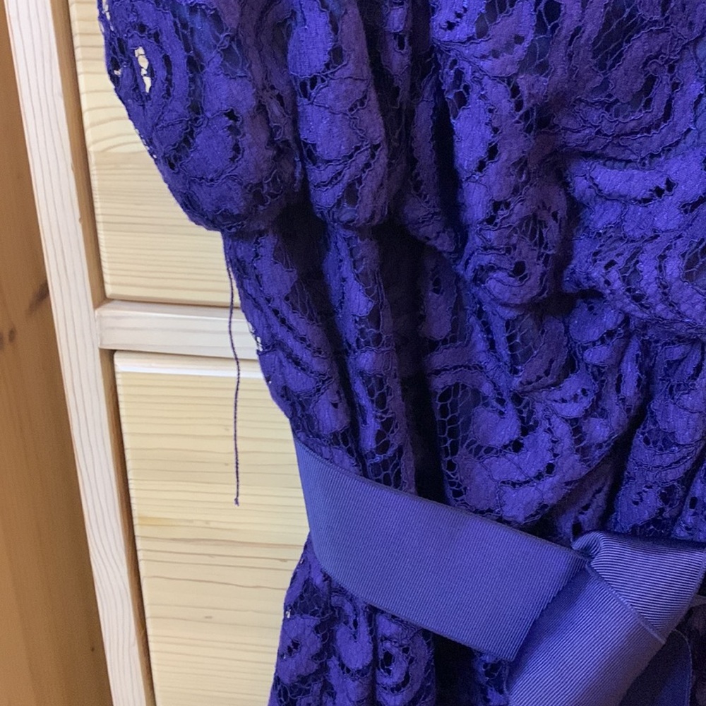 Tadashi Shoji Royal Purple Lace Special Occasion Gown Formal Dress Size 4 - Picture 7 of 12